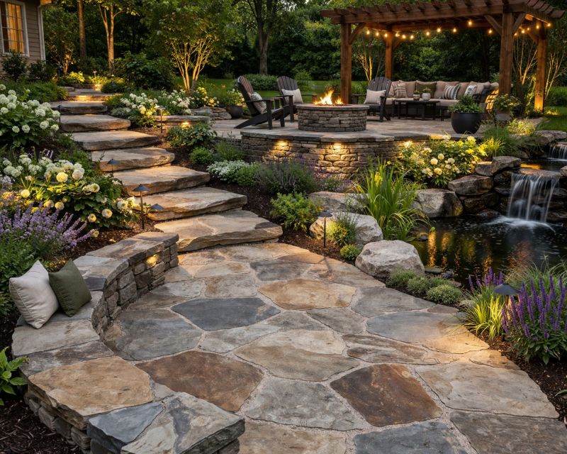 Flagstone Pathway Installation in Rising Sun, IN